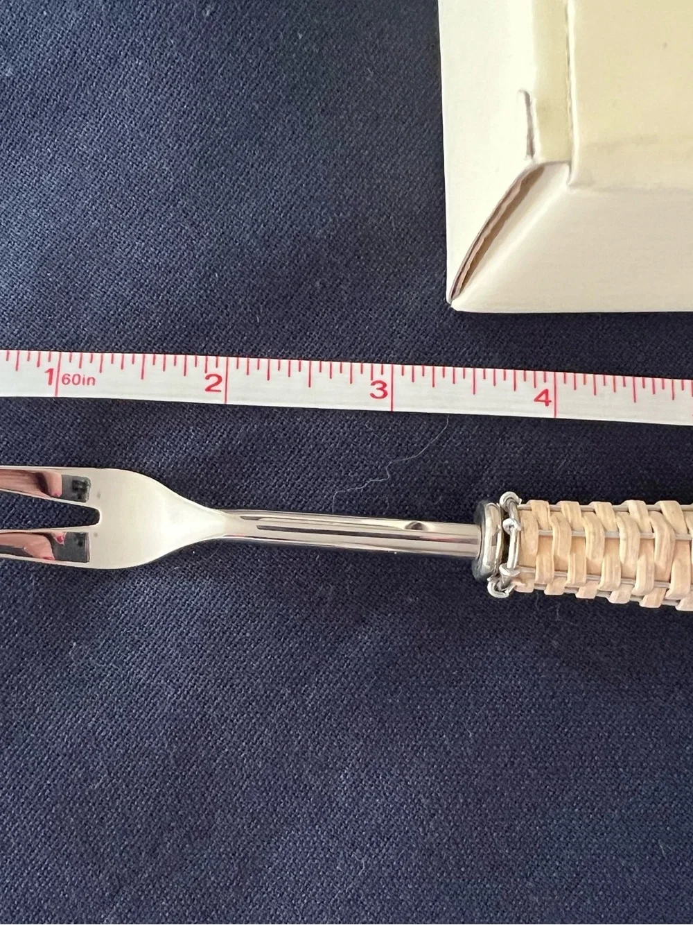 Pottery Barn Woven Handle Appetizer Forks- Natural Tan Handle